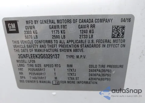 2016 Chevrolet Equinox Ls from USA, damaged, VIN 2GNFLEEK2G6329137